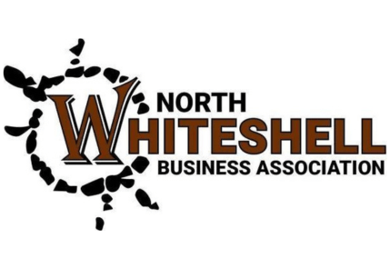 North Whiteshell Business Association text based logo with graphic turtle. LM Creative is a trusted partner of the Association.